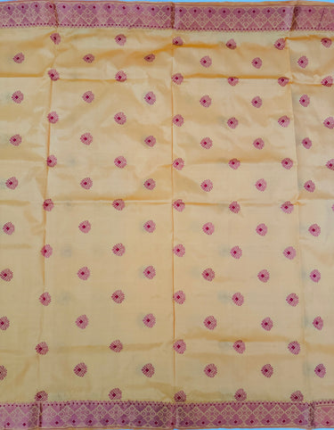 Assam Pat Mulberry Silk Saree | Sunny Yellow | Gold Zari | Handwoven | Silk Mark Certified | Ships from California
